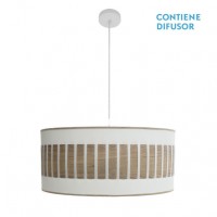 Distribuidor - Lâmpadas Diversas | Colgantes Moderno | COLGANTE IVANNA 3XE27 BLANCO/BLANCO-MADERA CLARA REGX60X60 CM Ref: 188496085